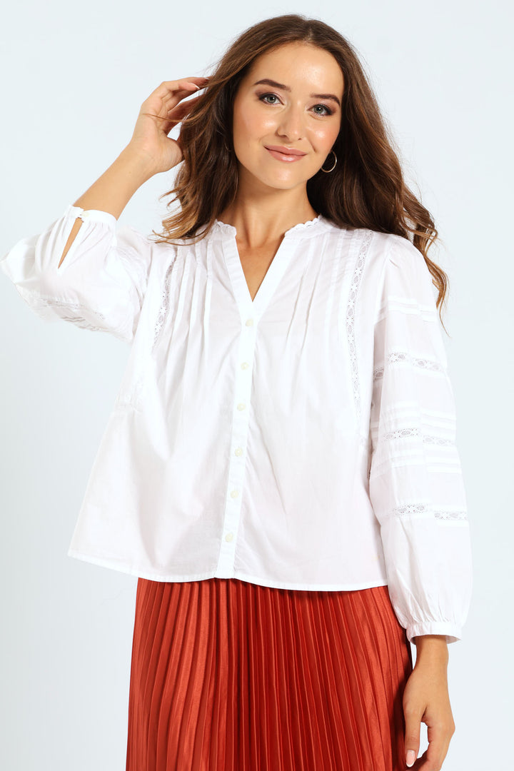 Mandy Long Sleeve Blouse - Bright White