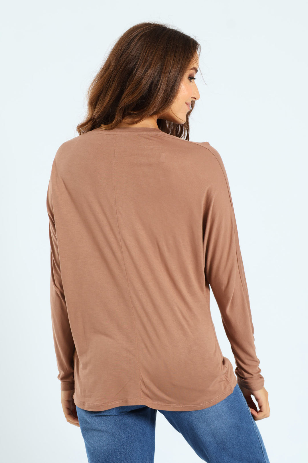 Dolman Sleeve Viscose Top - Light Brown