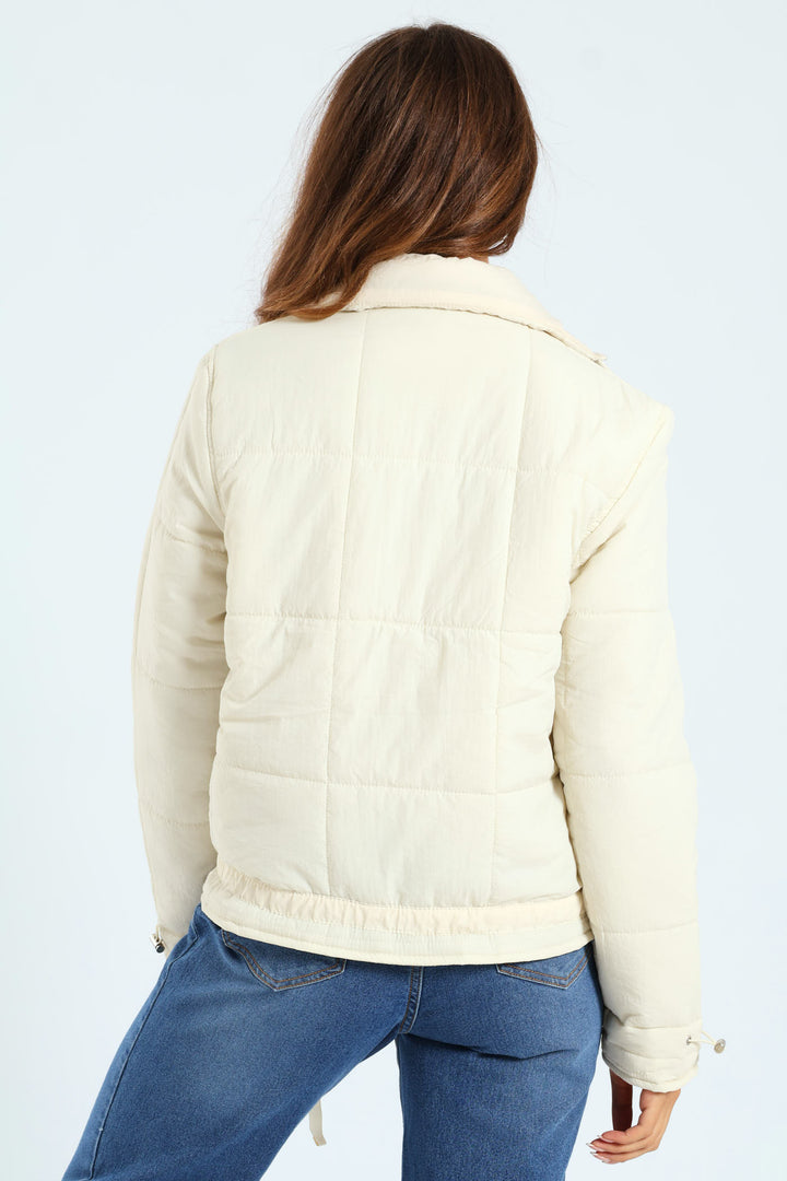 Light Weight Boxy Quilted Puffer - Fawn