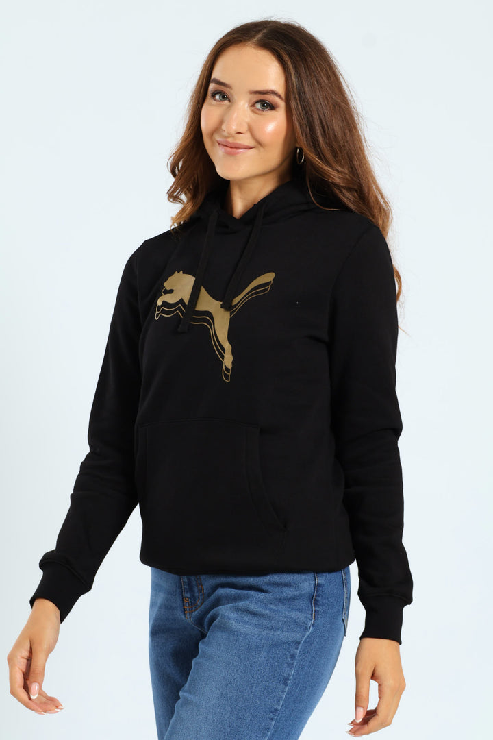 Metallic Fleece Hoodie - Black