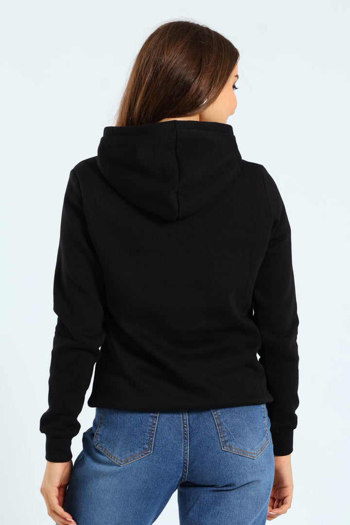 Metallic Fleece Hoodie - Black