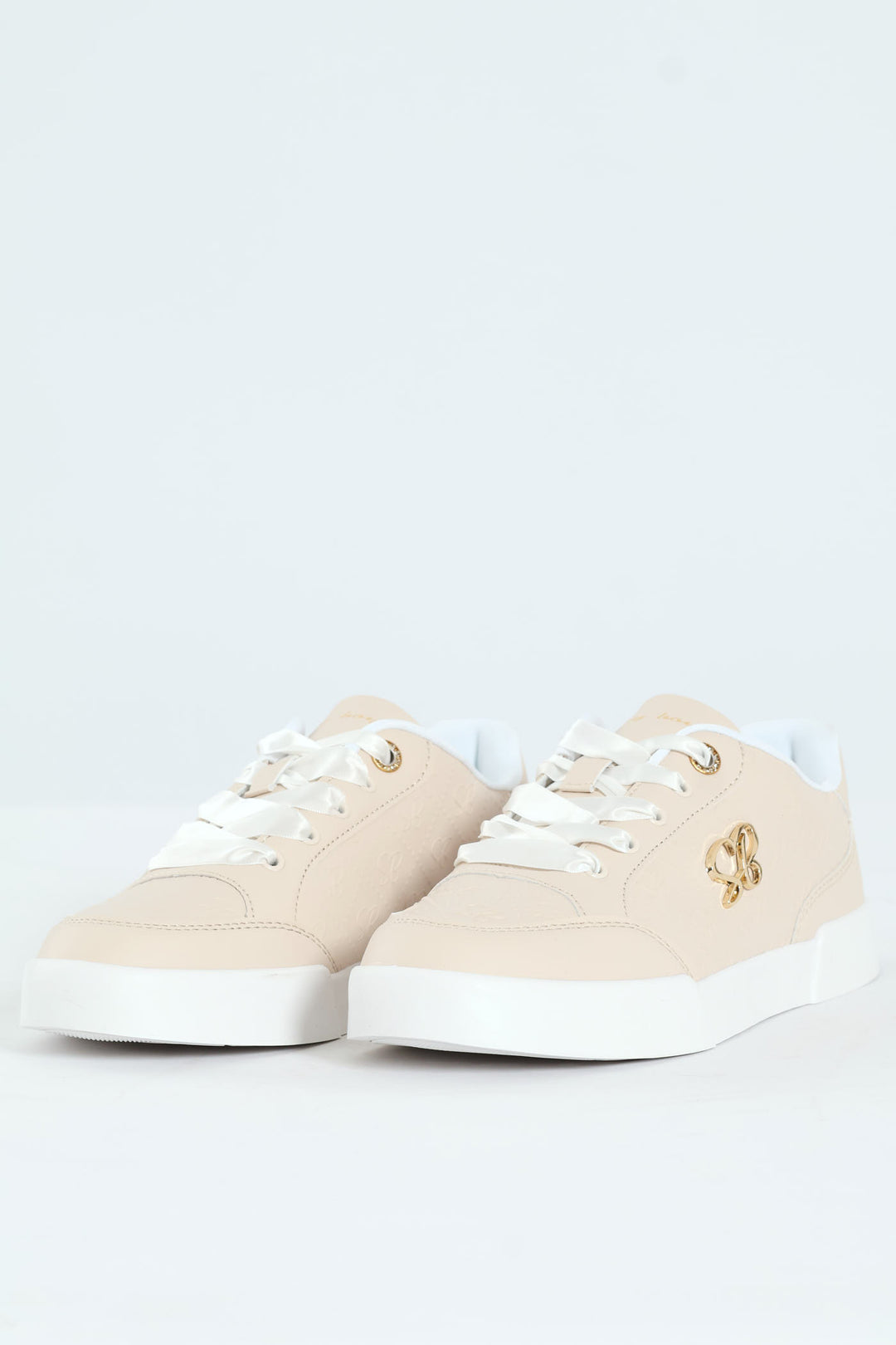 Logo Platform Embossed Lace Up Sneaker - Stone