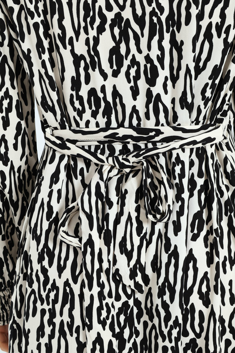 Half Placket Shirred Cuff Tiered Maxi Shirt Dress