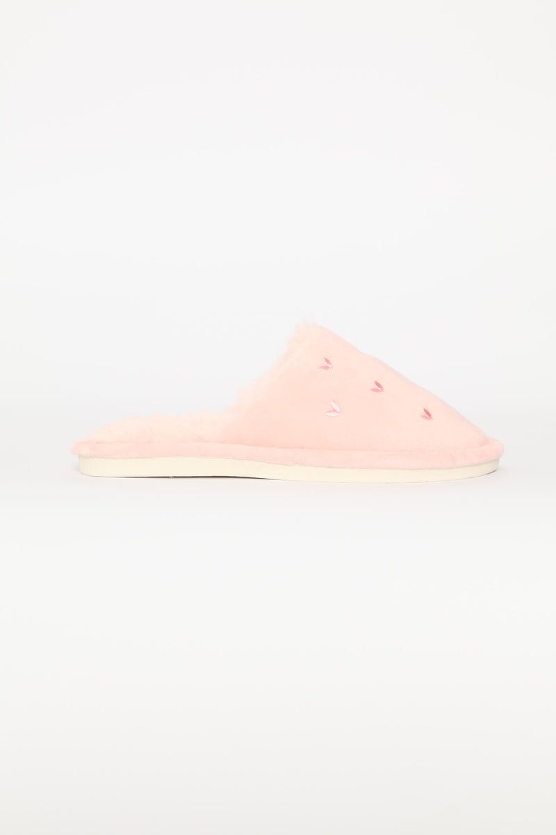 Small Embroidered Hearts Slipper - Pink
