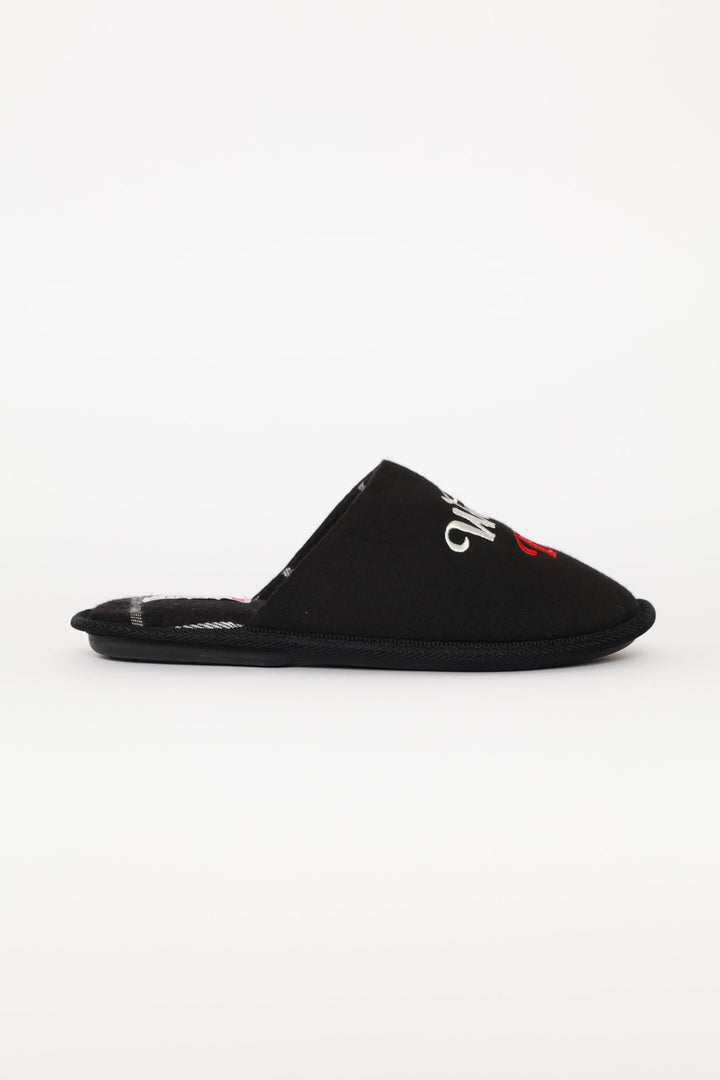 Worlds Best Dad Open Back Slipper - Black/Grey