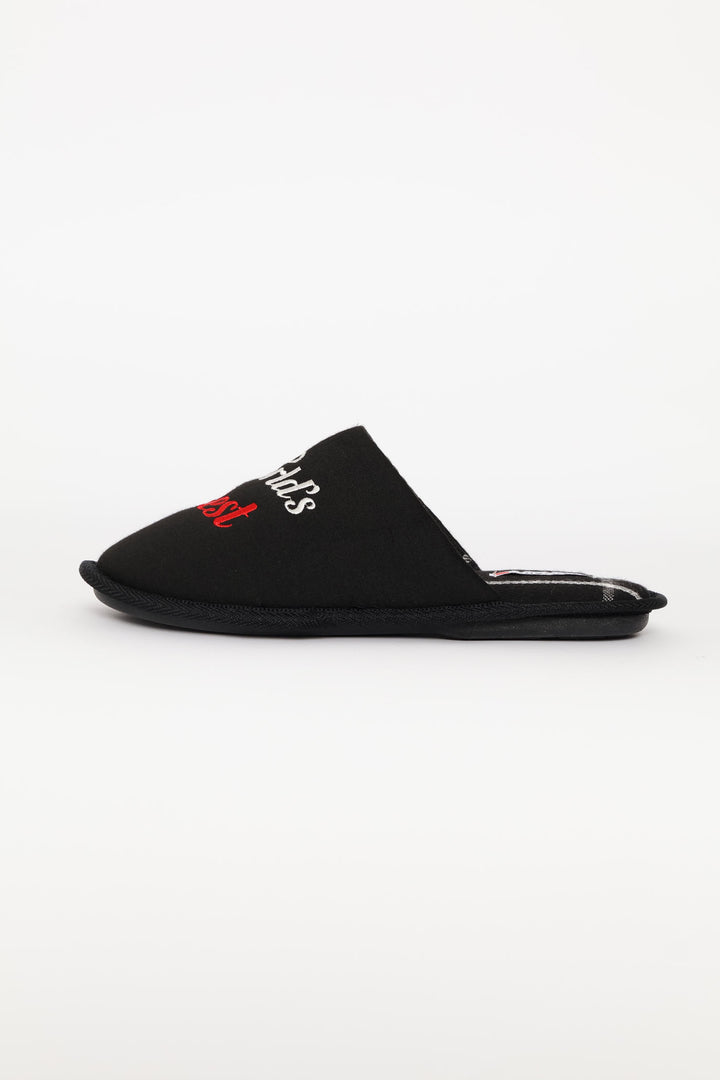 Worlds Best Dad Open Back Slipper - Black/Grey