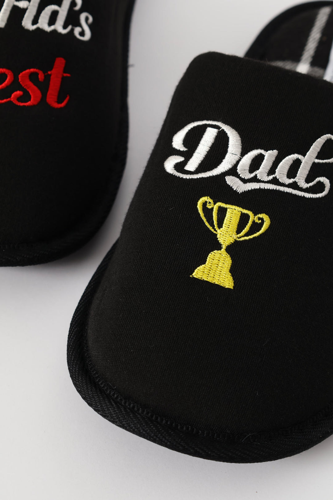 Worlds Best Dad Open Back Slipper - Black/Grey