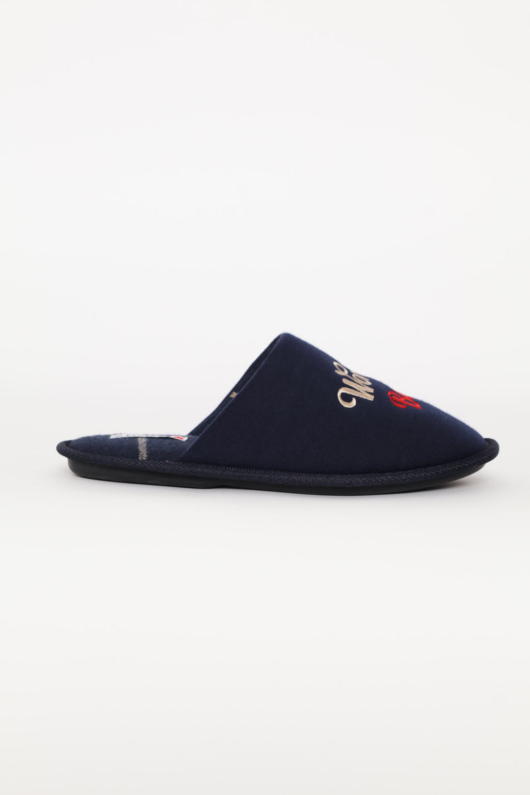Worlds Best Dad Open Back Slipper - Navy/Beige