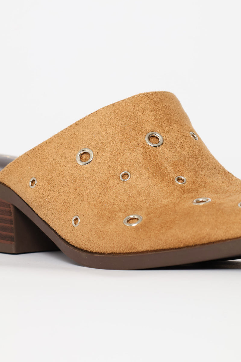 Eyelet Detail Clog - Stone