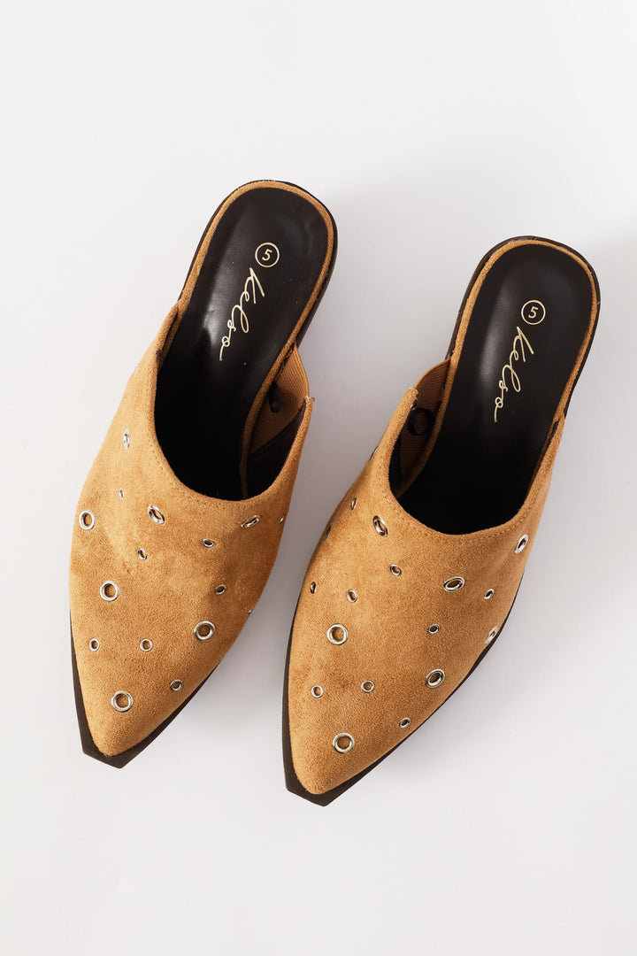 Eyelet Detail Clog - Stone