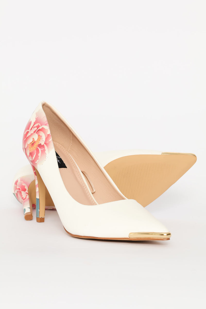 Floral Back Printed Court Heel - Multi