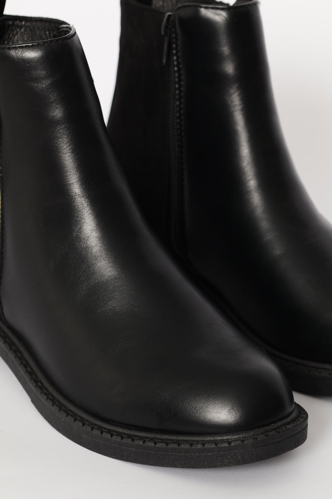 Contrast Fabric Zip Detail Chelsea Boot - Black
