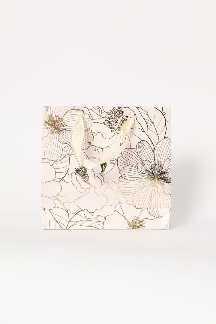 Gold Foil Floral Gift Bag - Blush