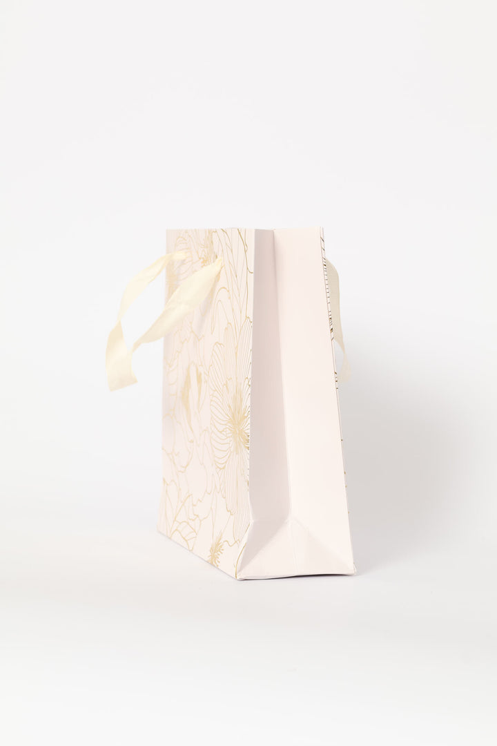 Gold Foil Floral Gift Bag - Blush