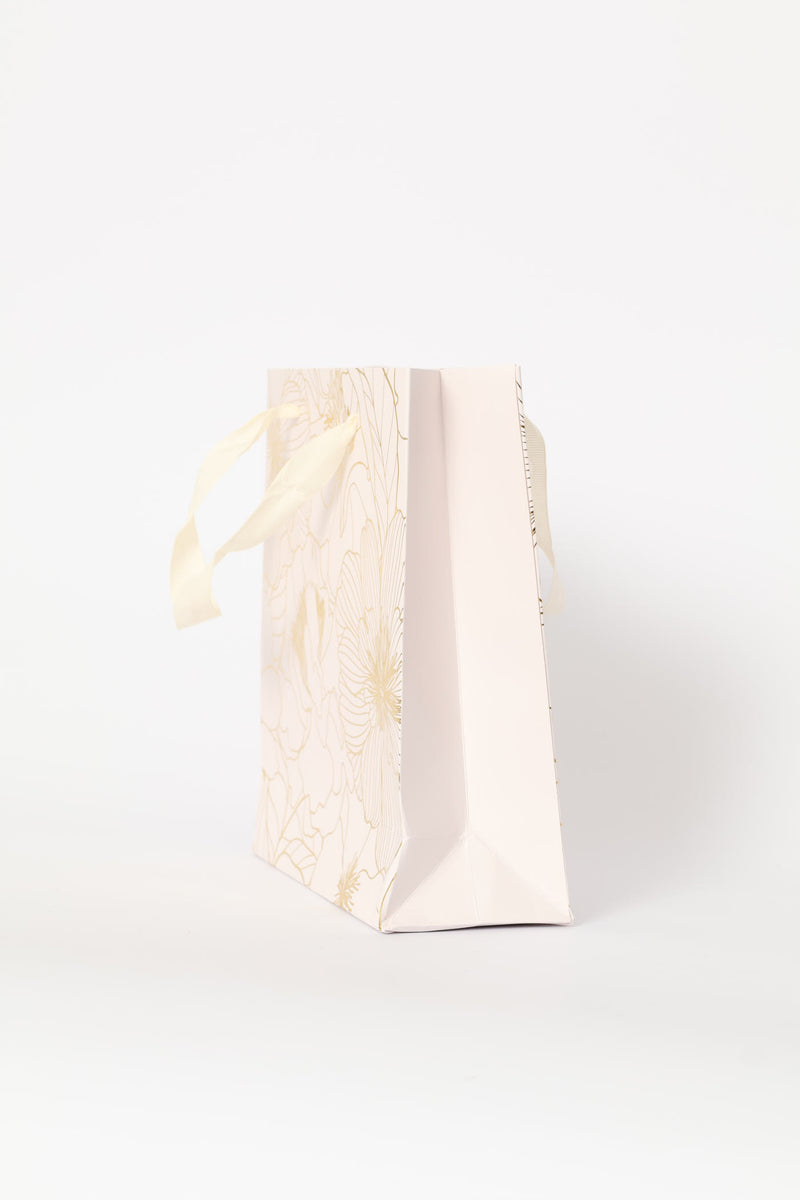 Gold Foil Floral Gift Bag - Blush