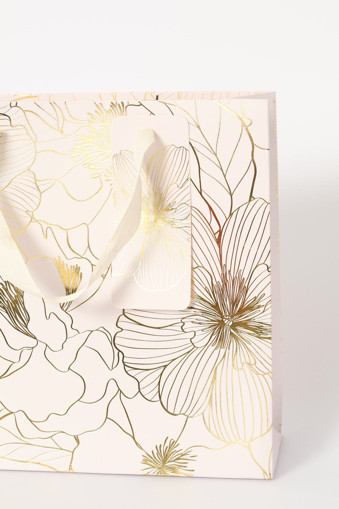 Gold Foil Floral Gift Bag - Blush