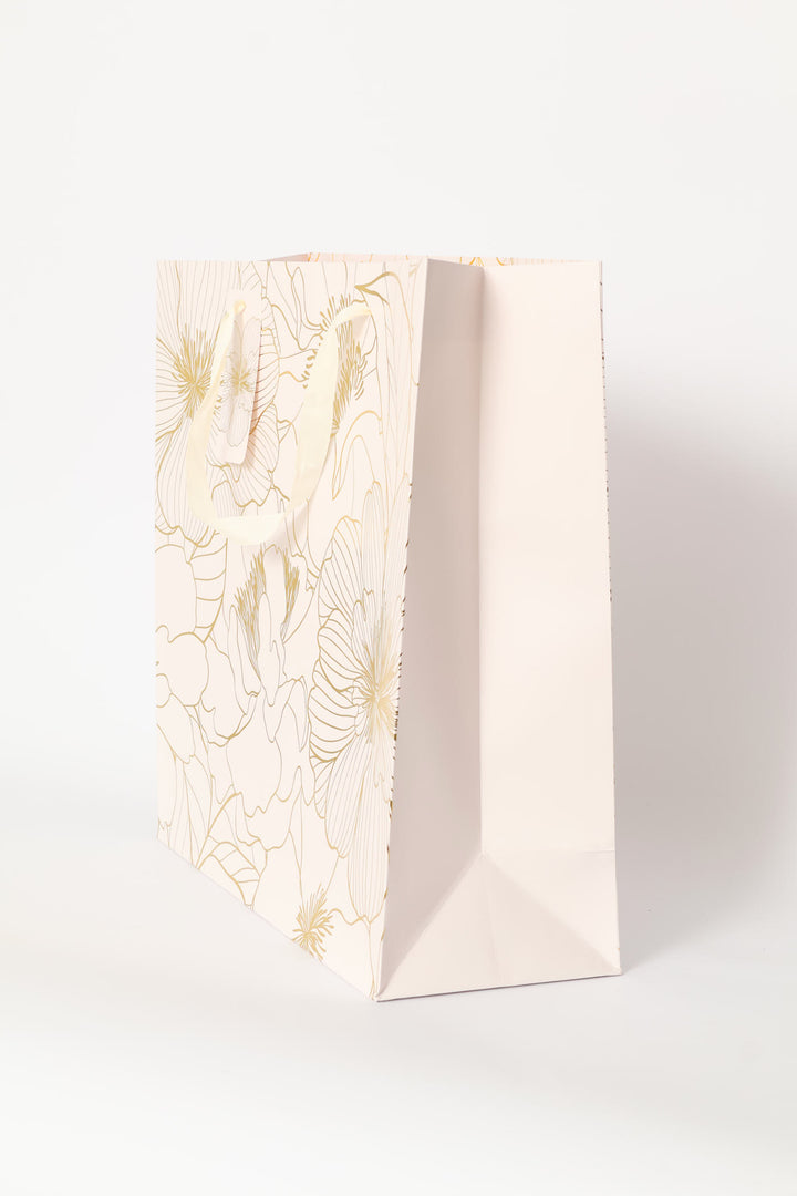 Gold Foil Floral Gift Bag - Blush