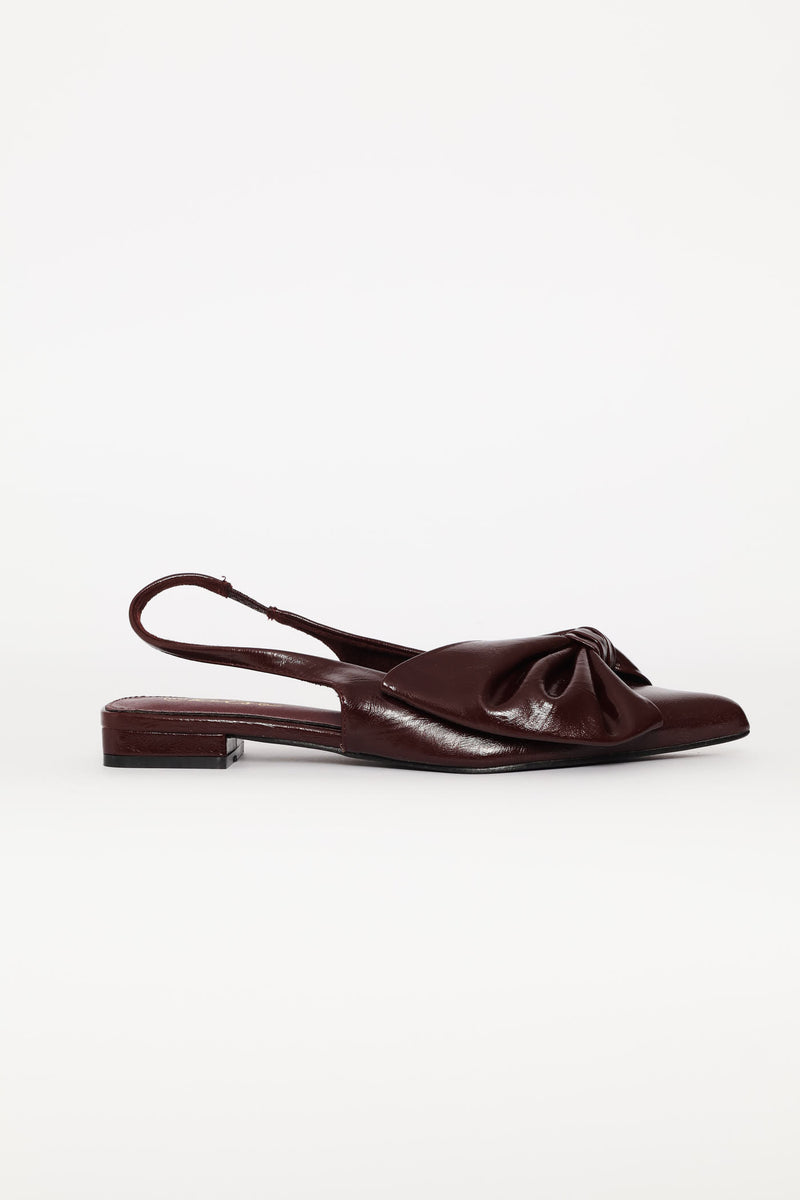 Pointy Slingback With Bow - Burgundy