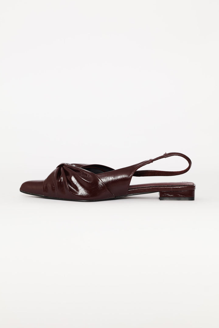 Pointy Slingback With Bow - Burgundy