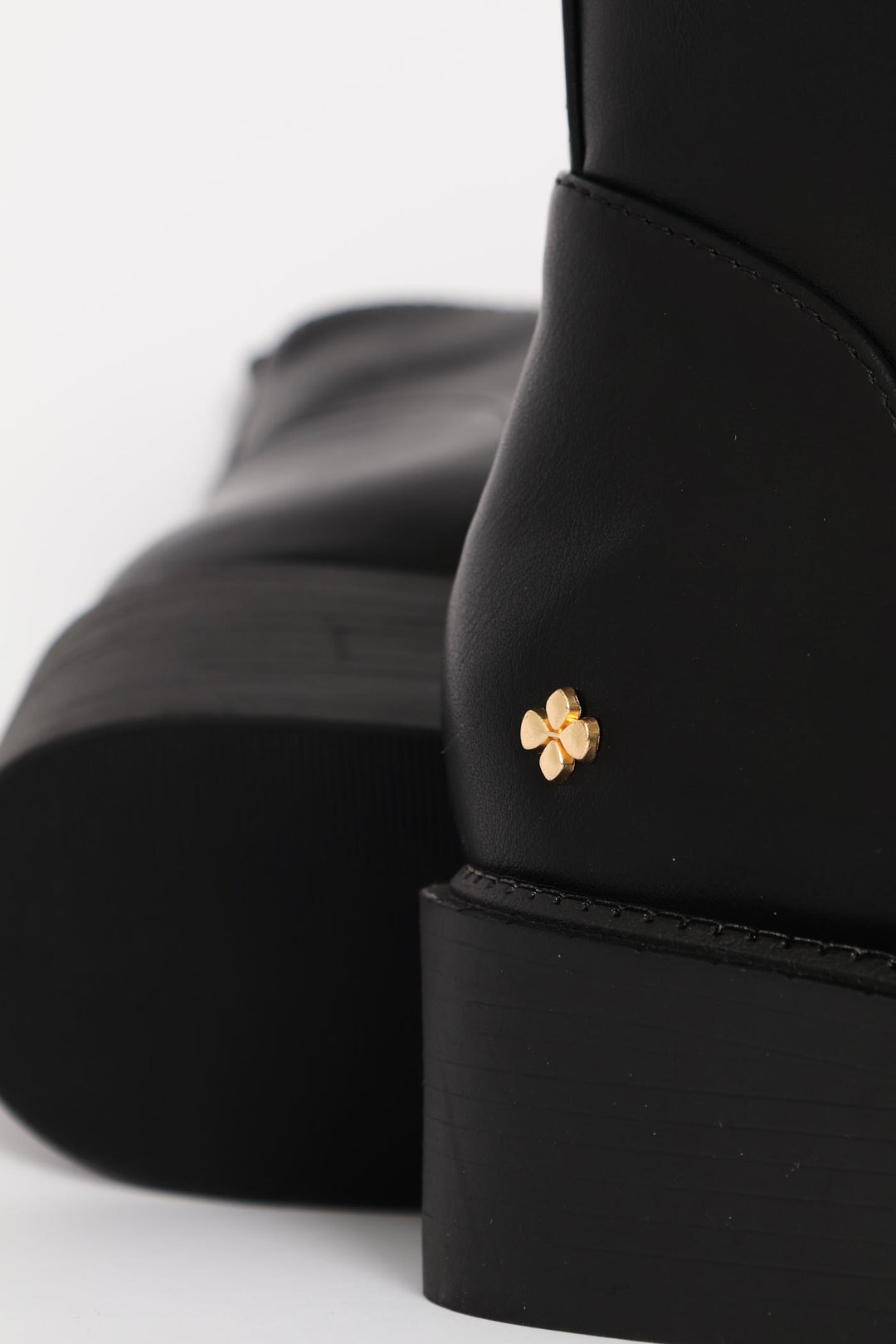 Gold Stud Detail Low Chelsea Boot - Black