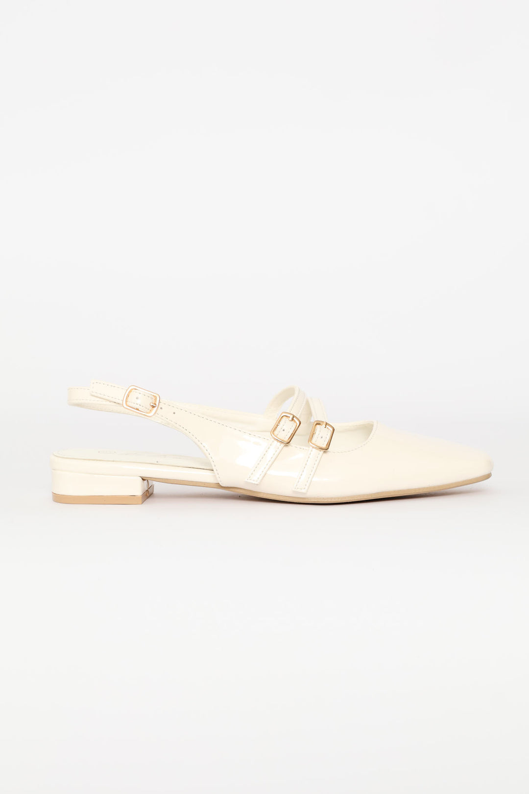 Double Buckle Mary Jane Slingback Mule - Off White