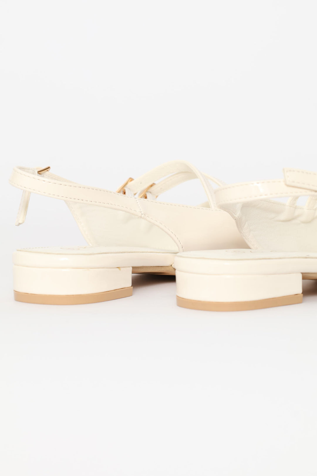 Double Buckle Mary Jane Slingback Mule - Off White