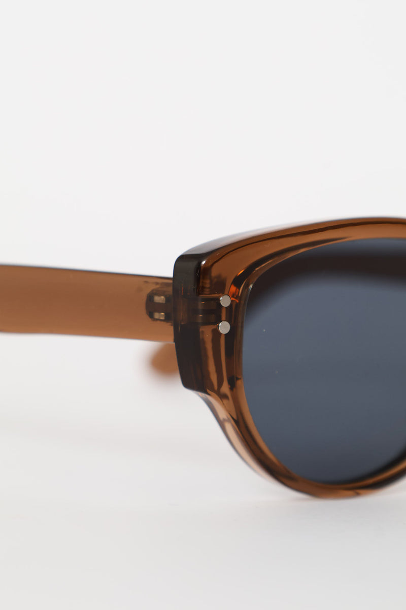 Narrow Oval Catseye Frame Sunglasses - Light Brown