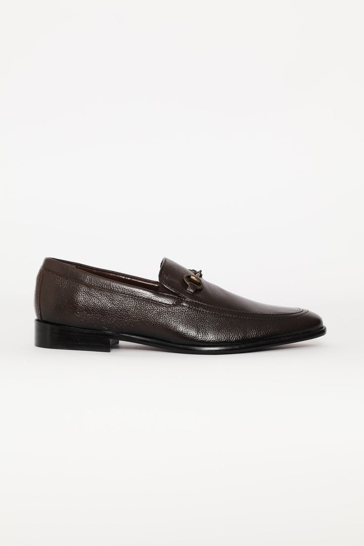 Smart Leather Loafer With Trim - Chocolate