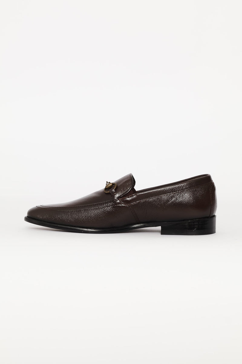 Smart Leather Loafer With Trim - Chocolate
