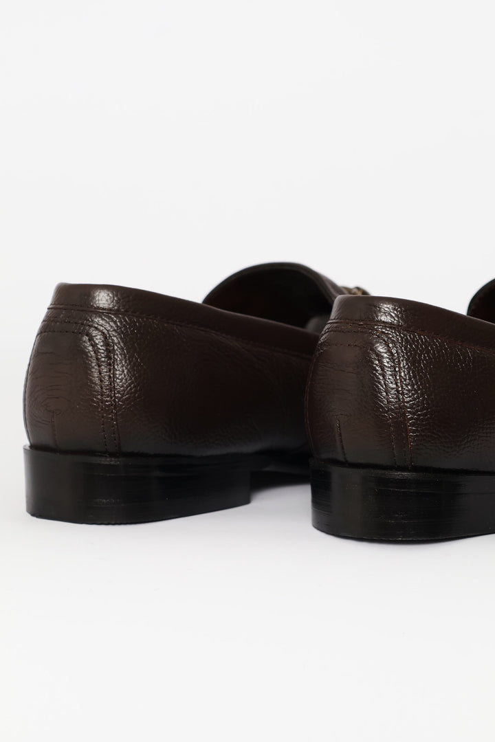 Smart Leather Loafer With Trim - Chocolate