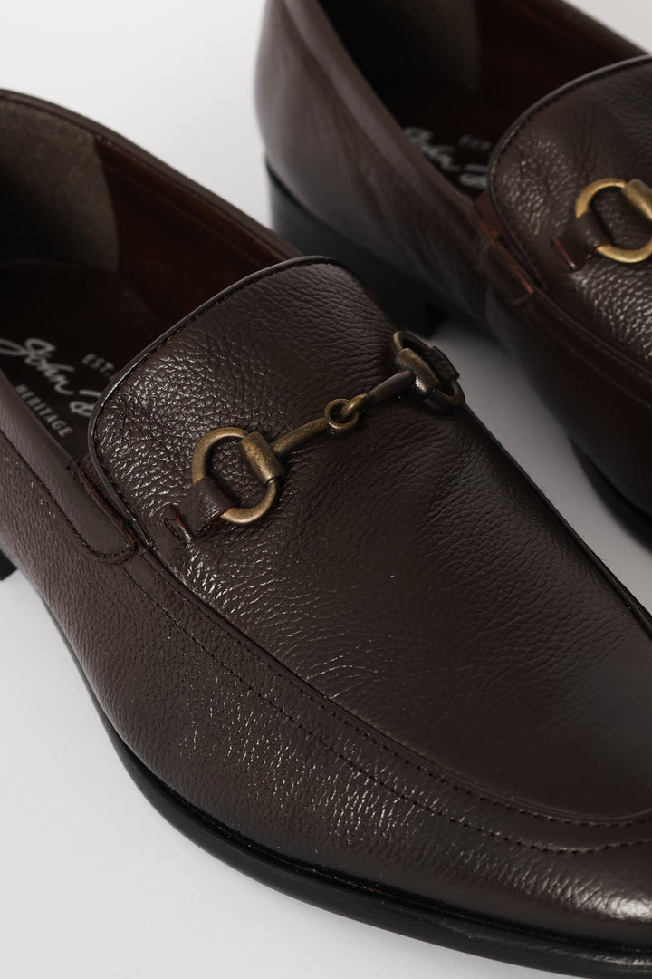 Smart Leather Loafer With Trim - Chocolate