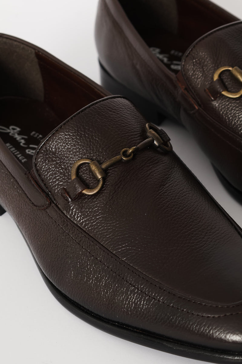 Smart Leather Loafer With Trim - Chocolate
