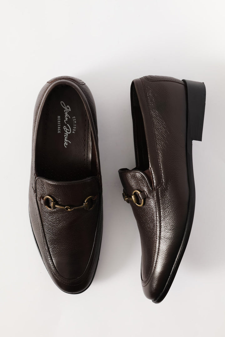 Smart Leather Loafer With Trim - Chocolate