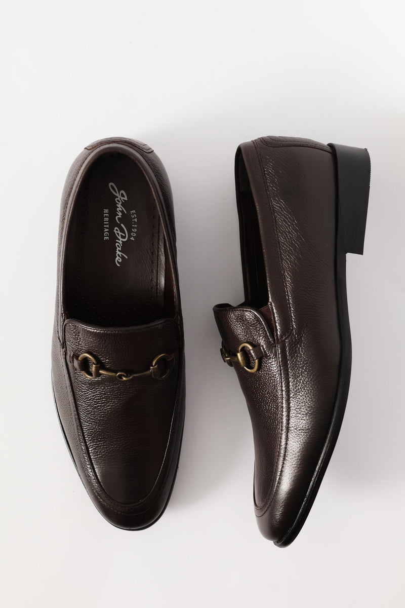 Smart Leather Loafer With Trim - Chocolate