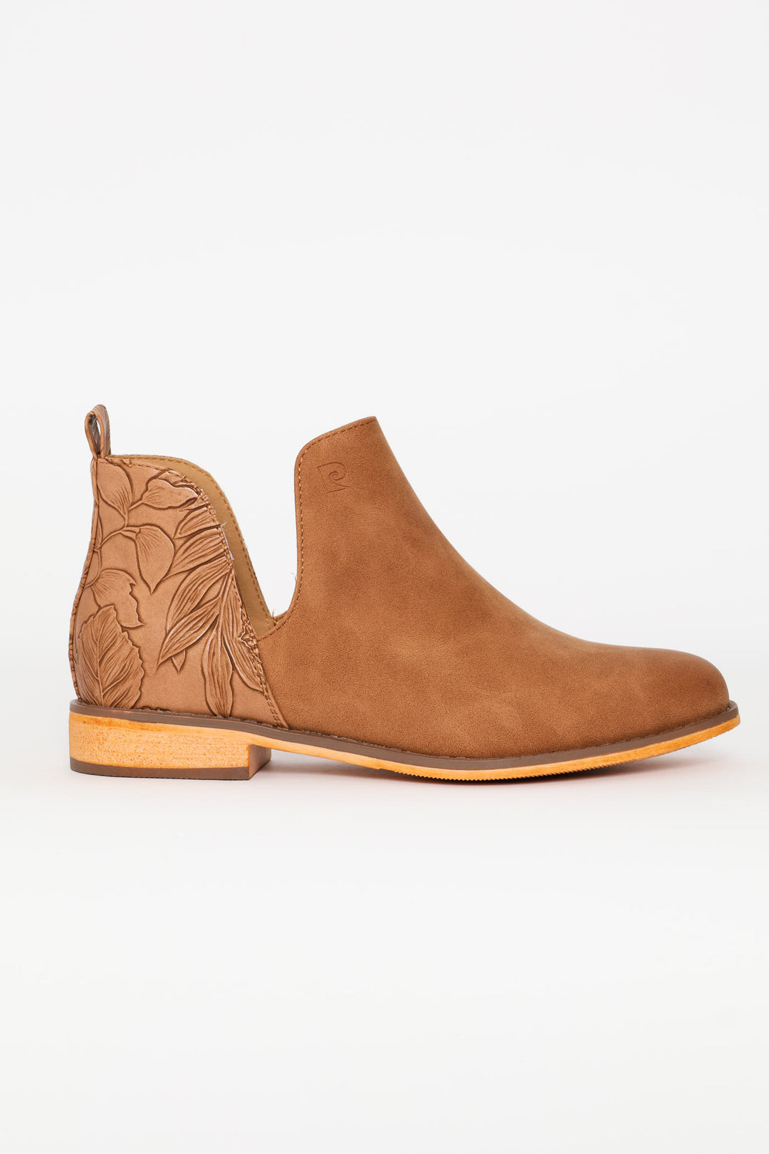Floral Print Ankle Boot - Tan