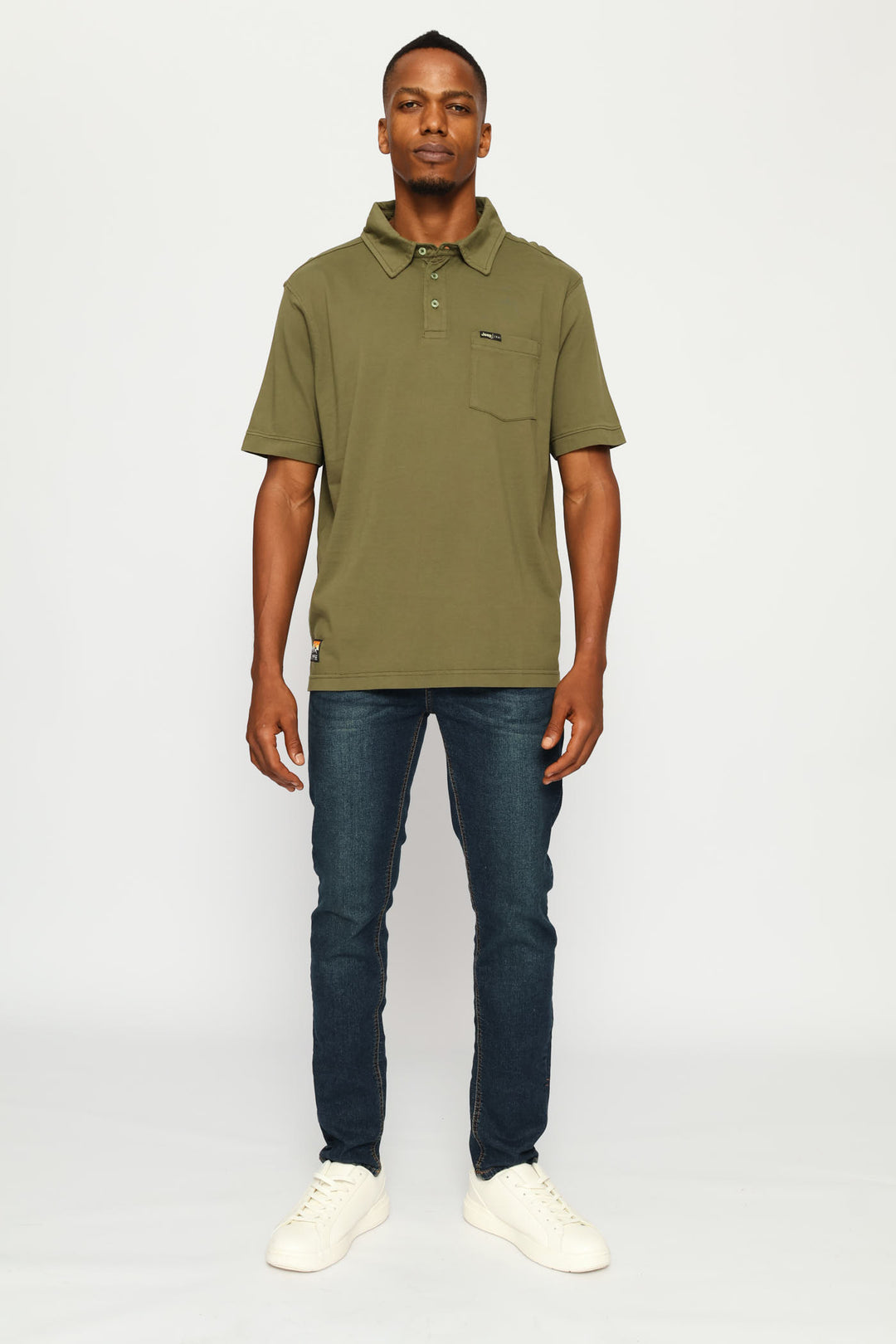 Pigment Wash Basic Polo Golfer - Olive