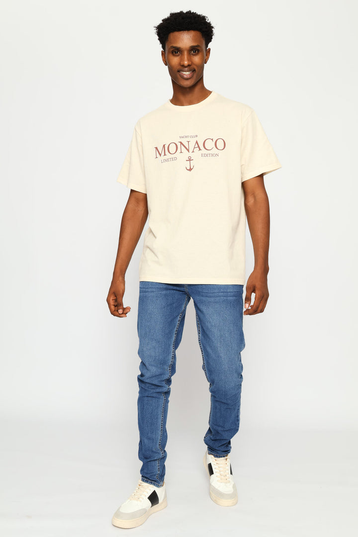 Monaco Basic Print Tee - Ecru