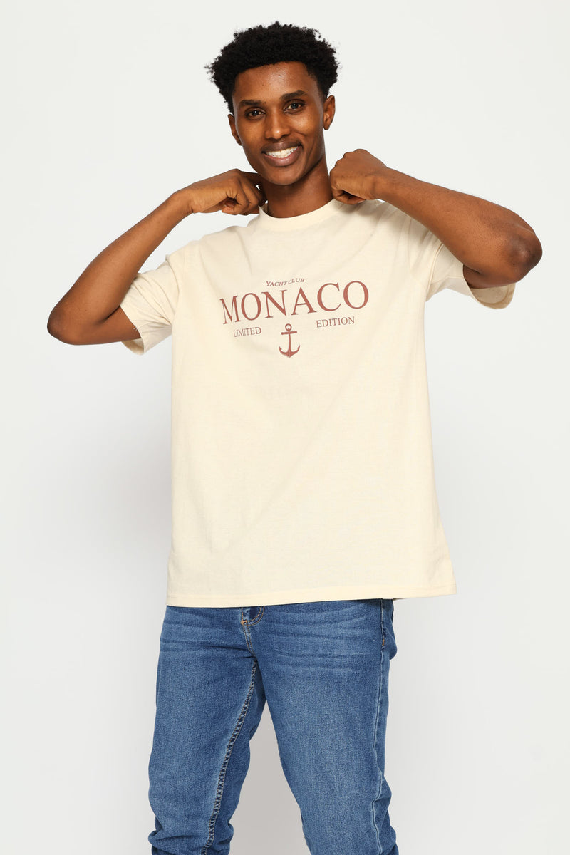 Monaco Basic Print Tee - Ecru