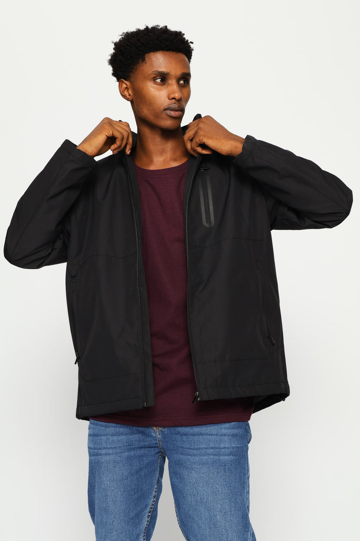 Light Weight Basic Parker Jacket - Black