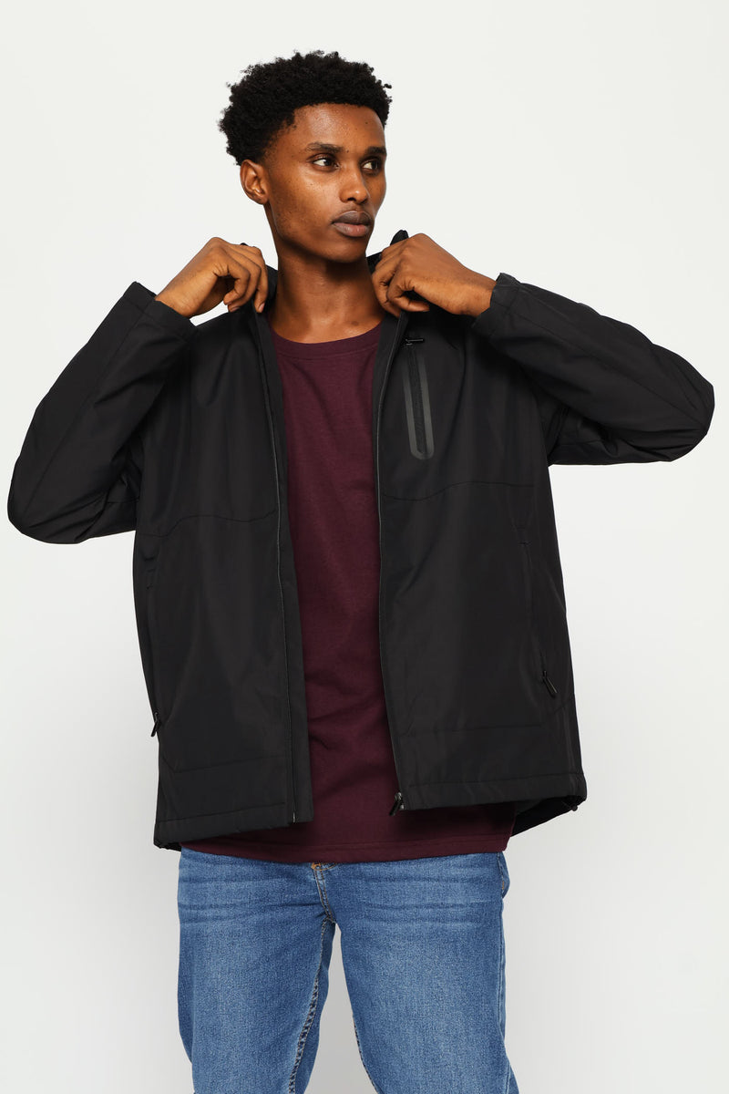 Light Weight Basic Parker Jacket - Black