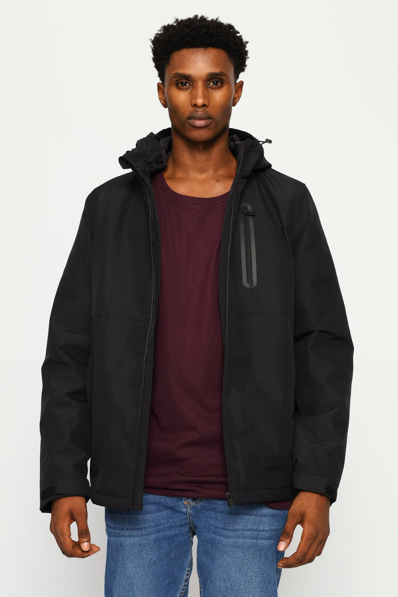 Light Weight Basic Parker Jacket - Black
