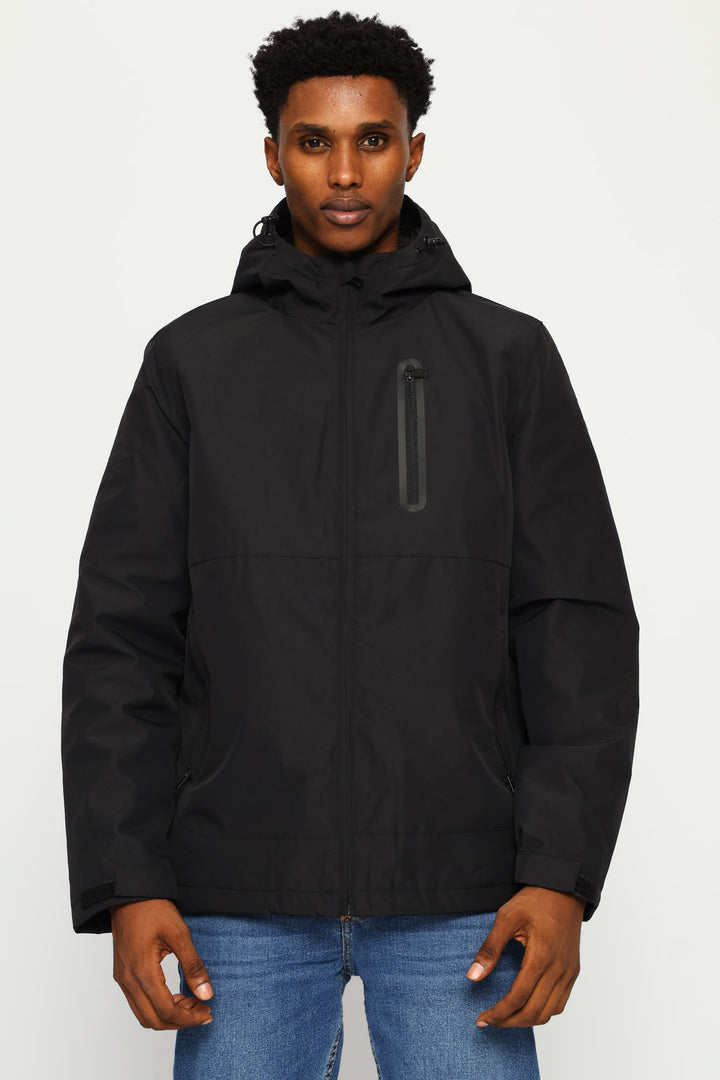 Light Weight Basic Parker Jacket - Black