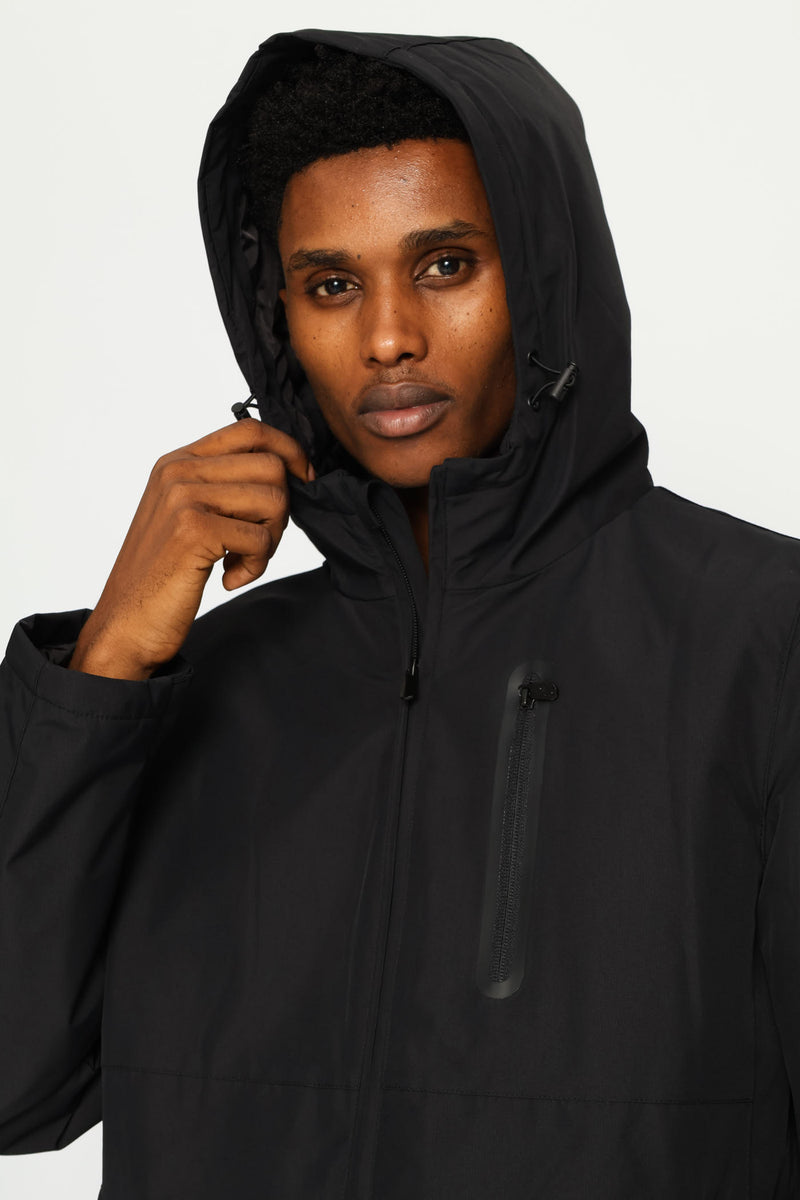 Light Weight Basic Parker Jacket - Black