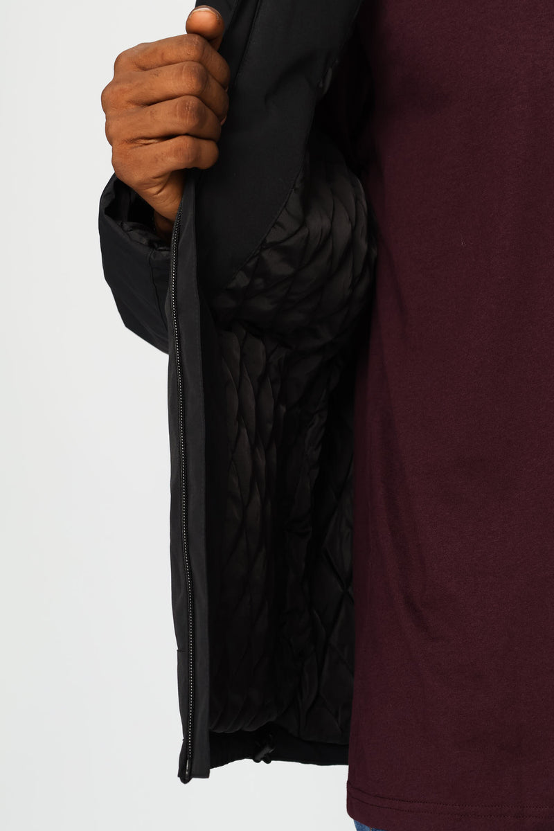 Light Weight Basic Parker Jacket - Black