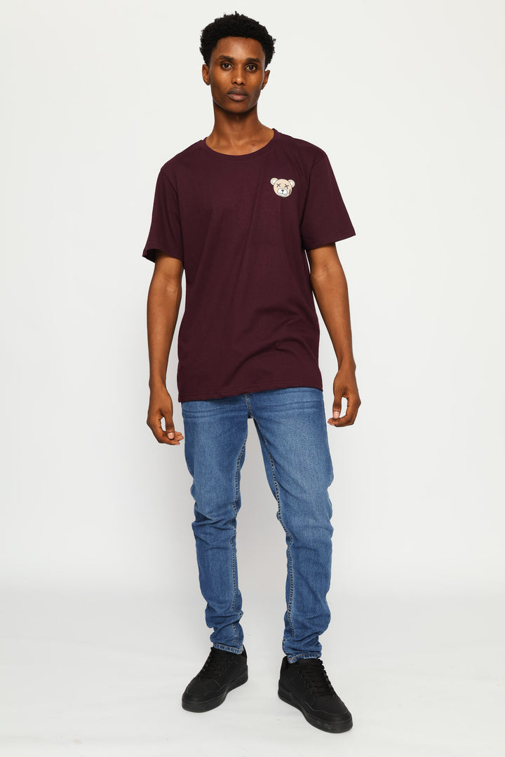 Fig Small Teddy Basic Print Tee - Dark Purple