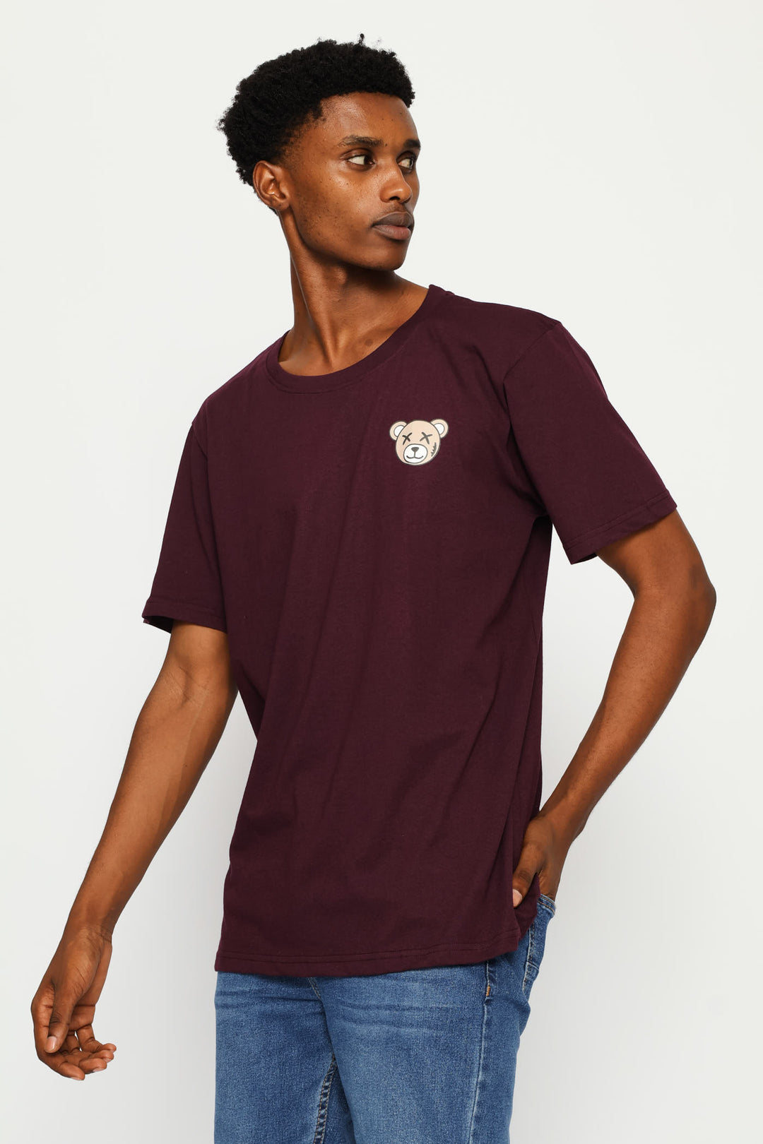 Fig Small Teddy Basic Print Tee - Dark Purple