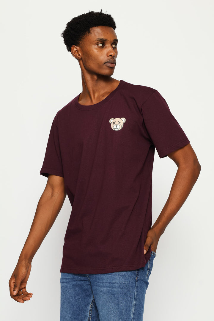 Fig Small Teddy Basic Print Tee - Dark Purple