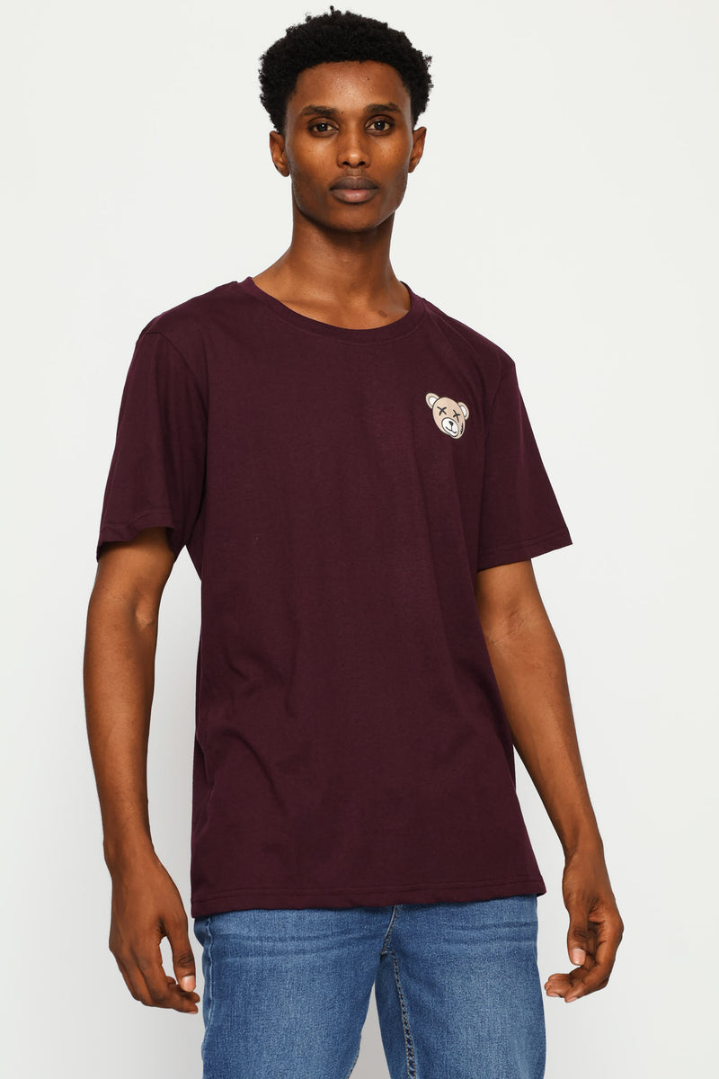 Fig Small Teddy Basic Print Tee - Dark Purple