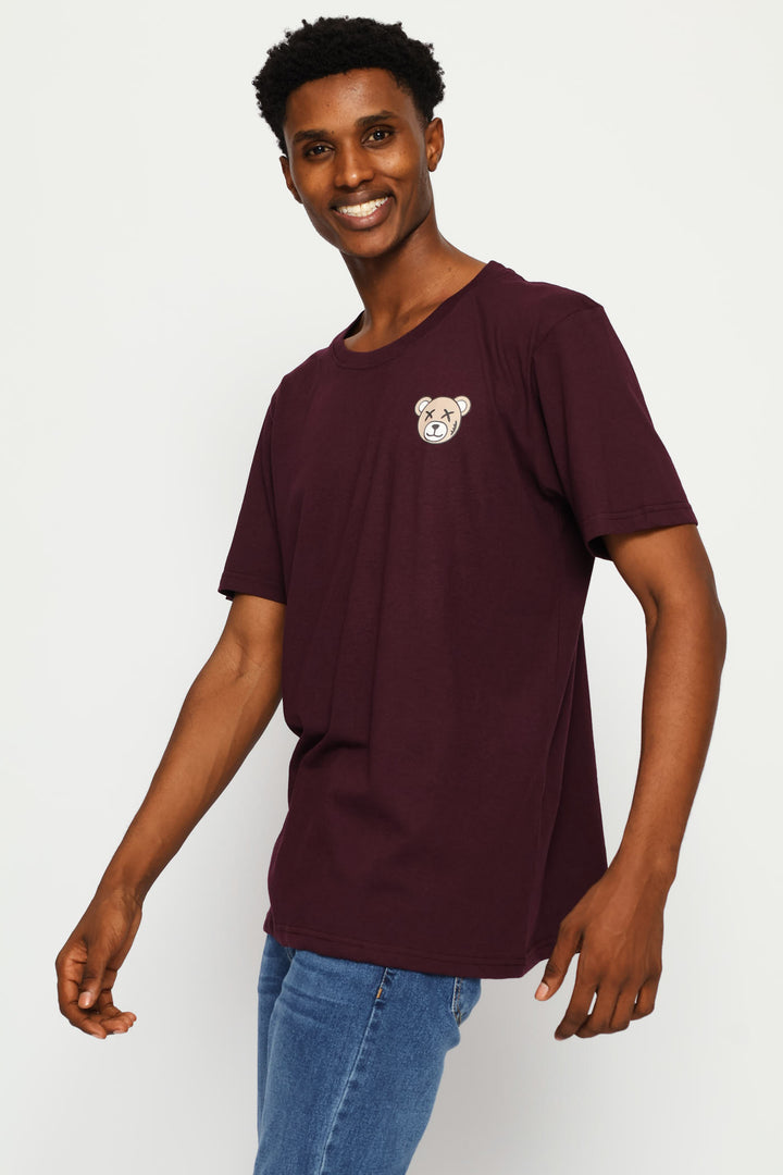 Fig Small Teddy Basic Print Tee - Dark Purple