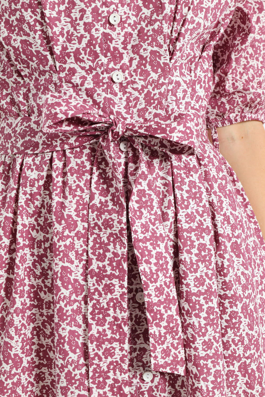 Button Through Collared Belted Midi Dress - Lilac